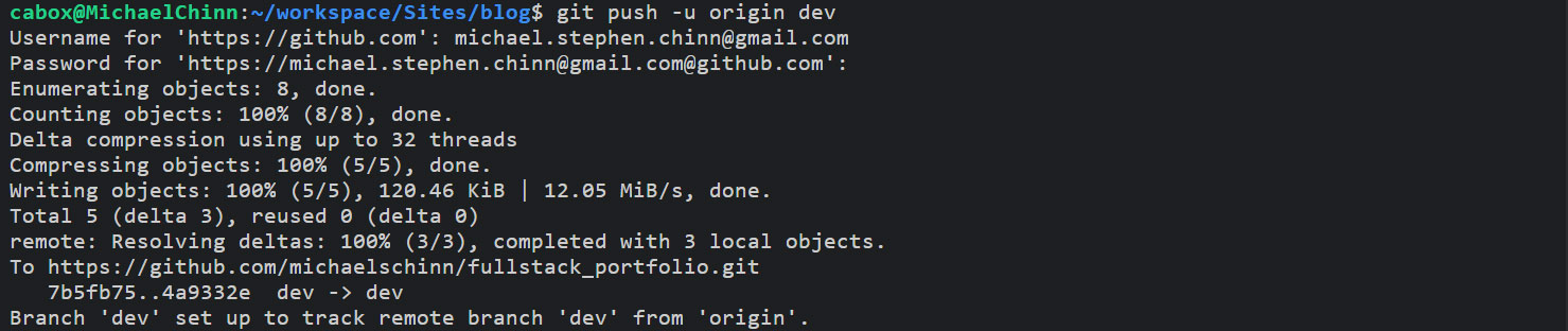Git push output